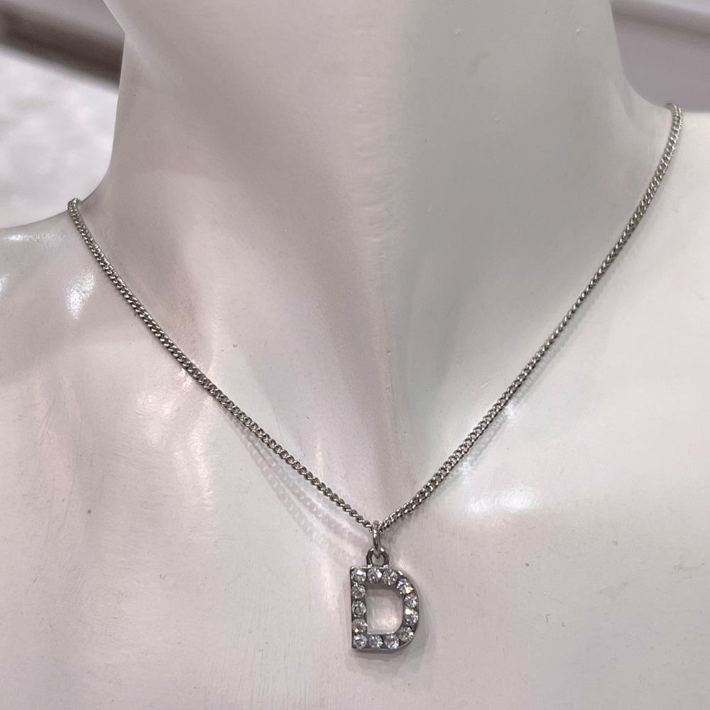 GUESS Silver Rhinestone Initial 'D' Necklace - Picture 4 of 11